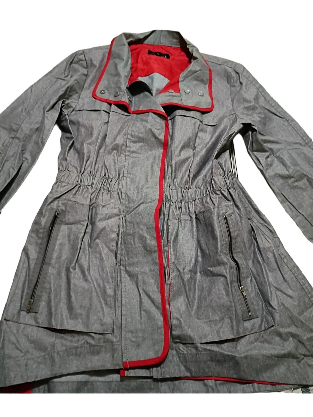 Luii Gray Coat with Red Trim